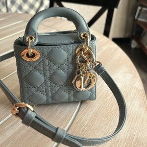 Light blue leather super fun and cute mini handbag